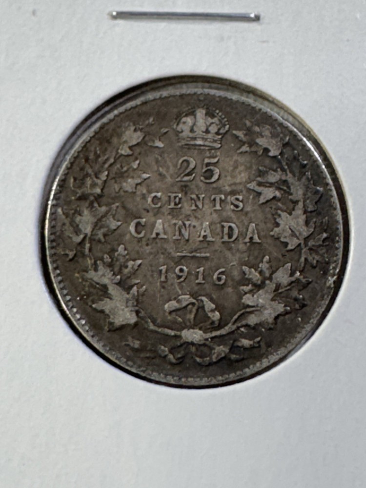 1916 Canada 25 Cents Silver Coin