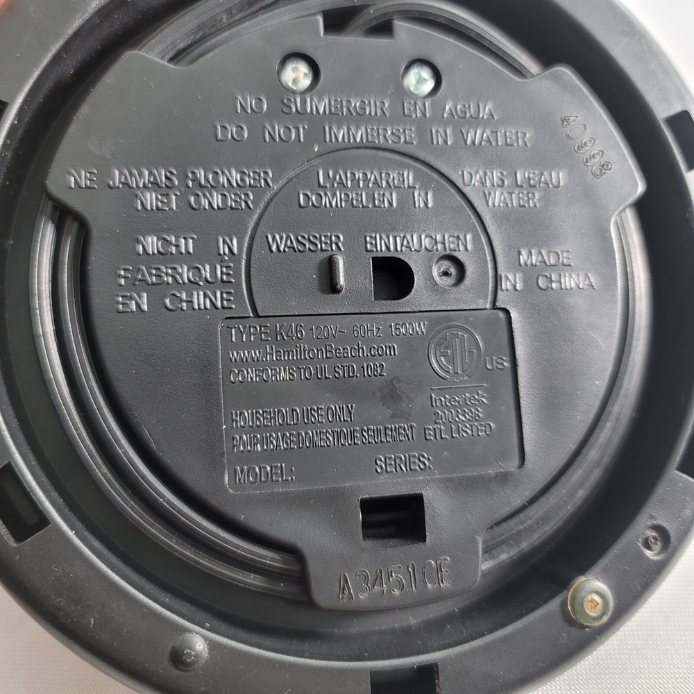 Hamilton Beach K46 Electric Cordless Kettle Replacement Power Base