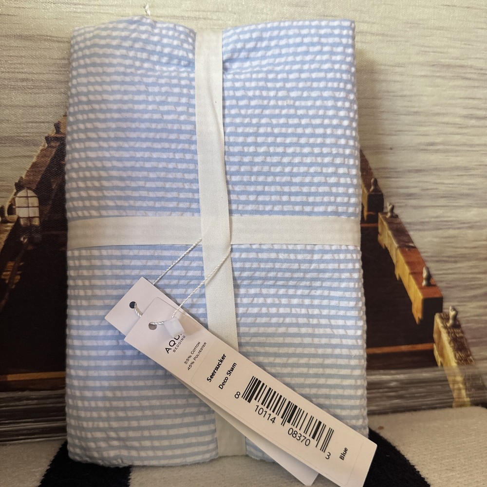 Aqua Seersucker Decorative Sham-Blue 🏭