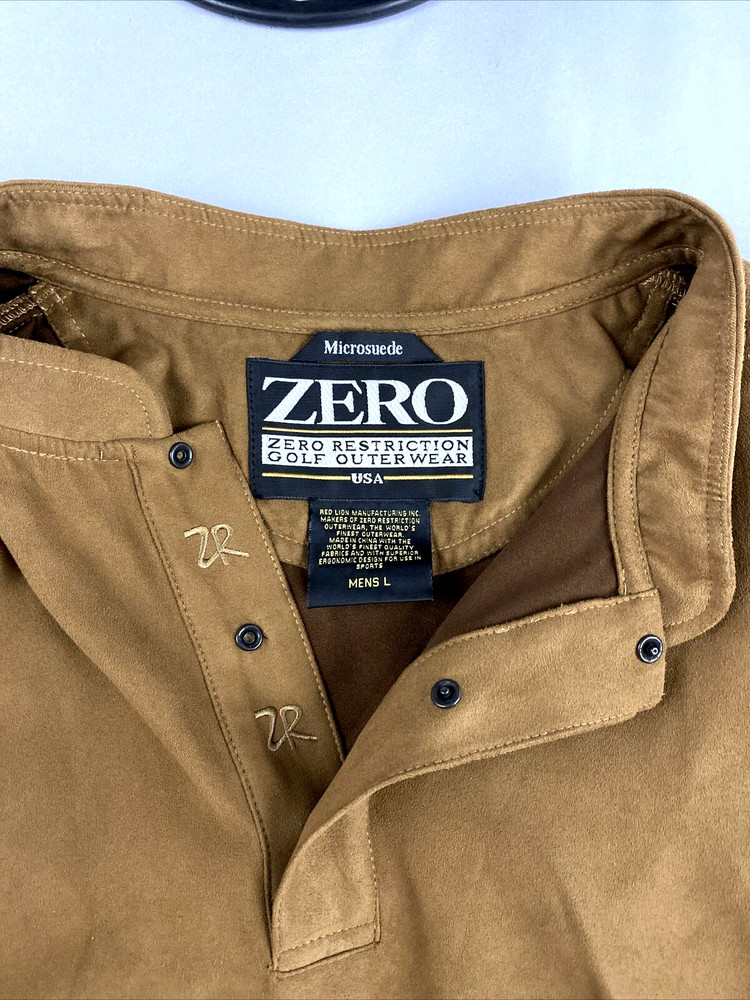 Mens Zero Restriction Golf Outerwear Microsuede Brown Vest Jacket Sz L Pullover