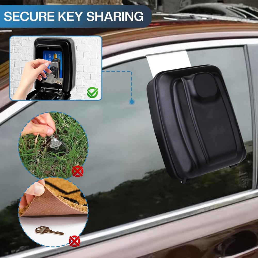 Secure Key Storage Solution - Lock Box Protects Your Keys Fits Car Windows Id...