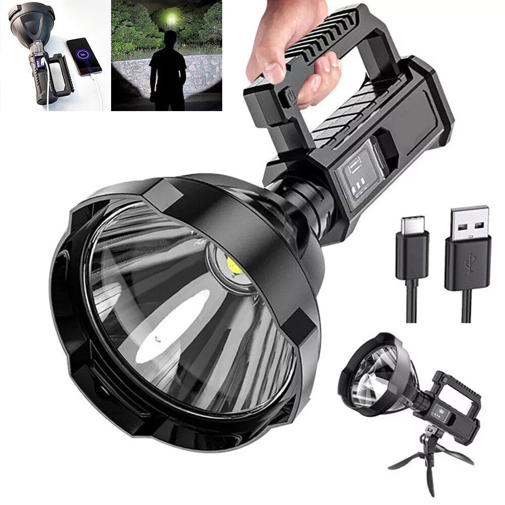 Super Bright LED Searchlight Portable Rechargeable Spotlight Handheld Flashlight