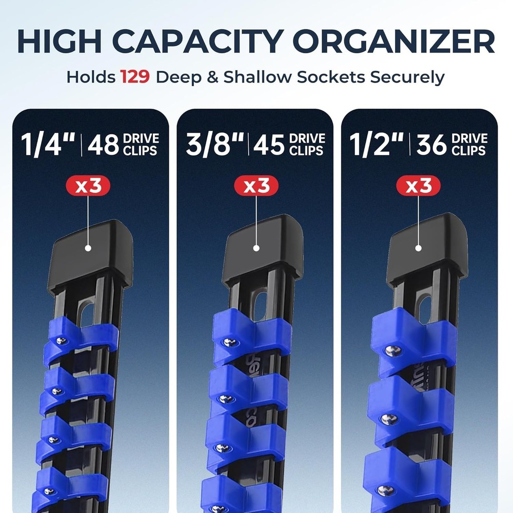 Heavy Duty 9-Piece Socket Organizer Set