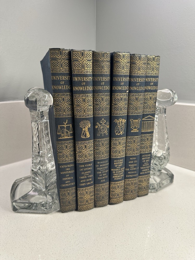 Pair Crystal Bookends Harp Shaped