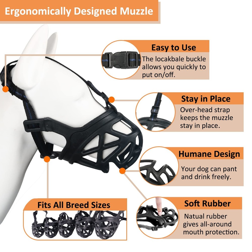 Dog Muzzle, Basket Muzzle for Biting, Chewing and Scavenging, Humane Cage Mou...