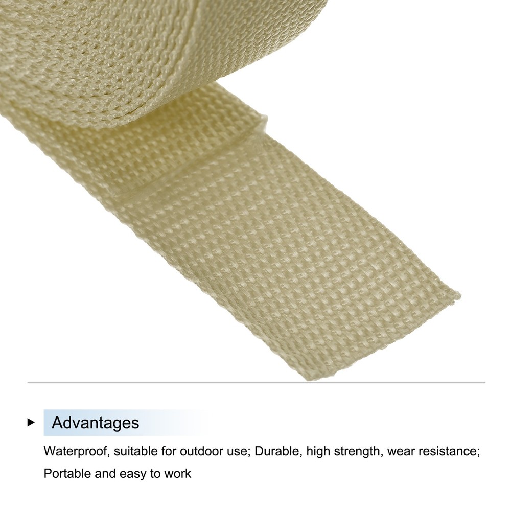 Lightweight Polypropylene Webbing Strap 1 1/4" 10 Yard Backpack Light Khaki