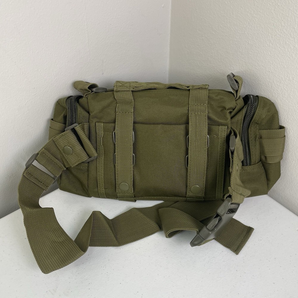 Tactical Bag Olive Green 13”x7” Shoulder Or Hip Multi Pockets Deployment Modular