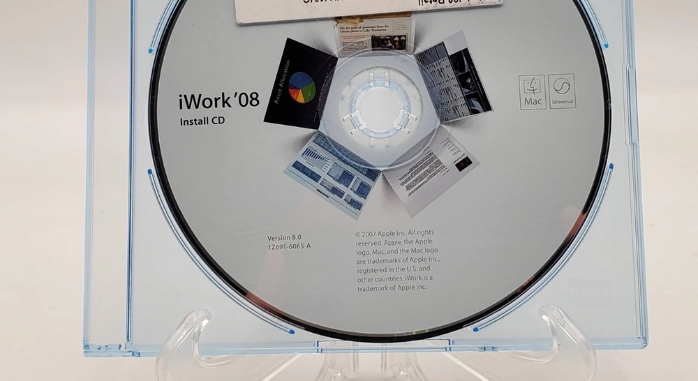 iWork' 08 Install CD & DVD Version 8.0 2007 Apple Mac Macintosh