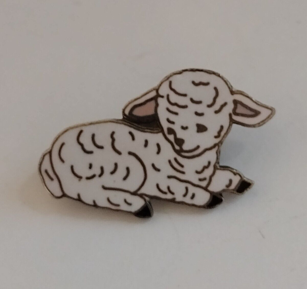 White Lamb Sheep Lapel Tack Pin