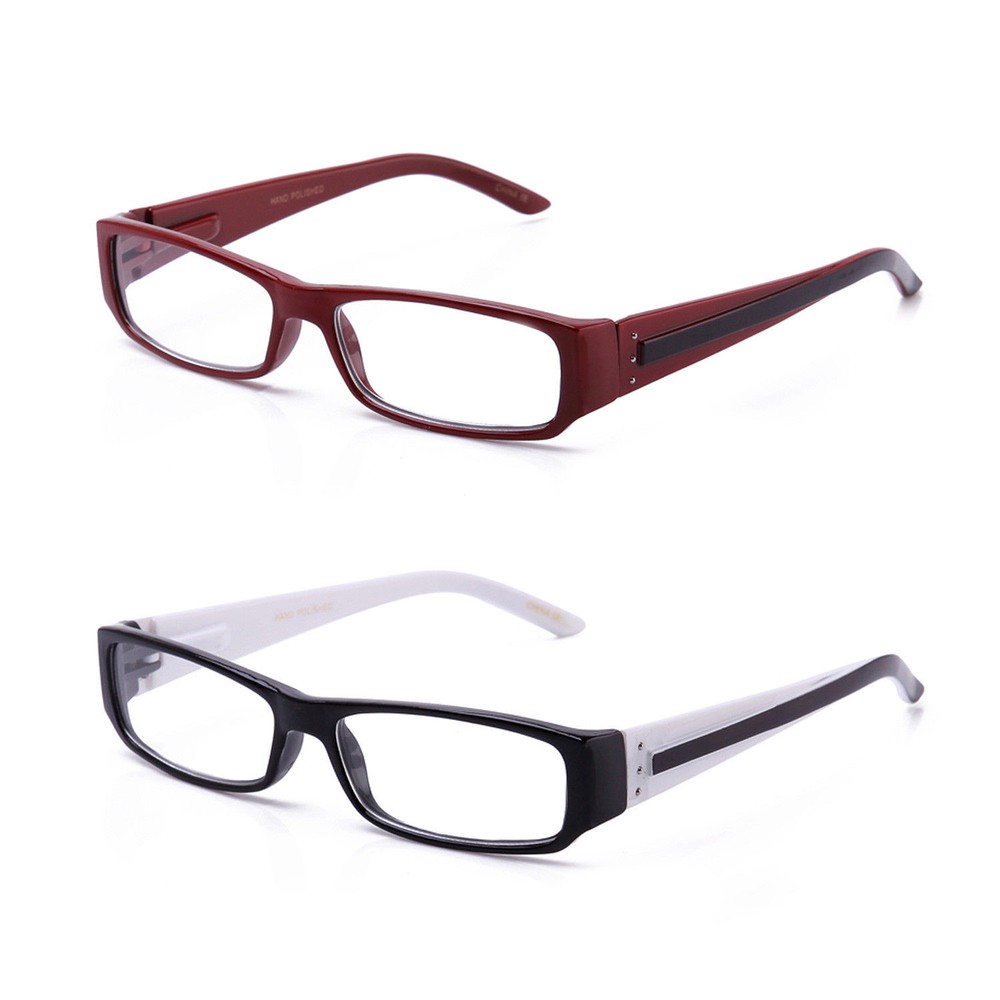 2 Tone Color Rectangular Reading Glasses Spring Loaded Hinge Many Strength New