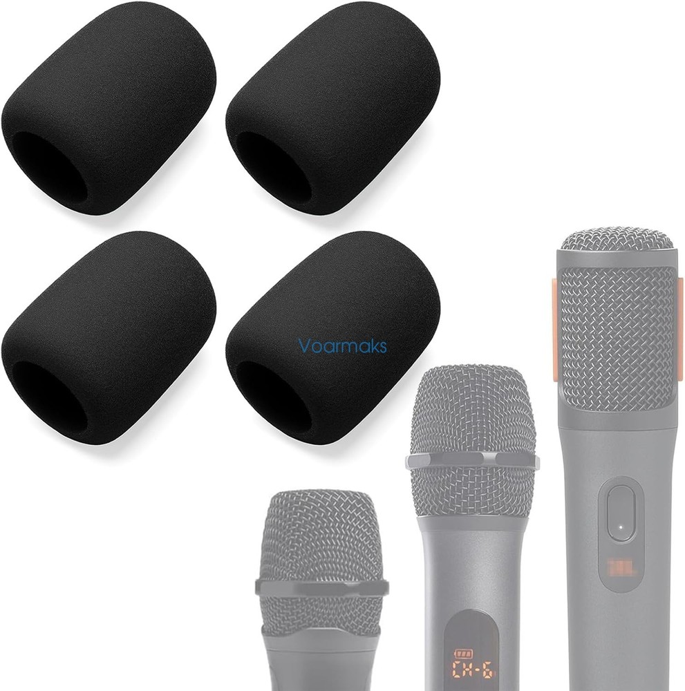 4-Pack Black Mic Cover for JBL Wireless Two Microphone System, PartyBox Mic