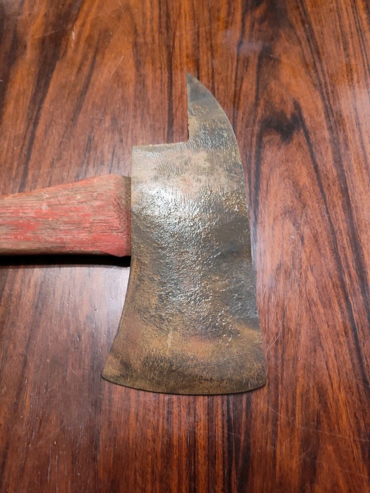 Vintage Boys Fireman's Axe Original Red Curved Hickory Handle Possibly Collins