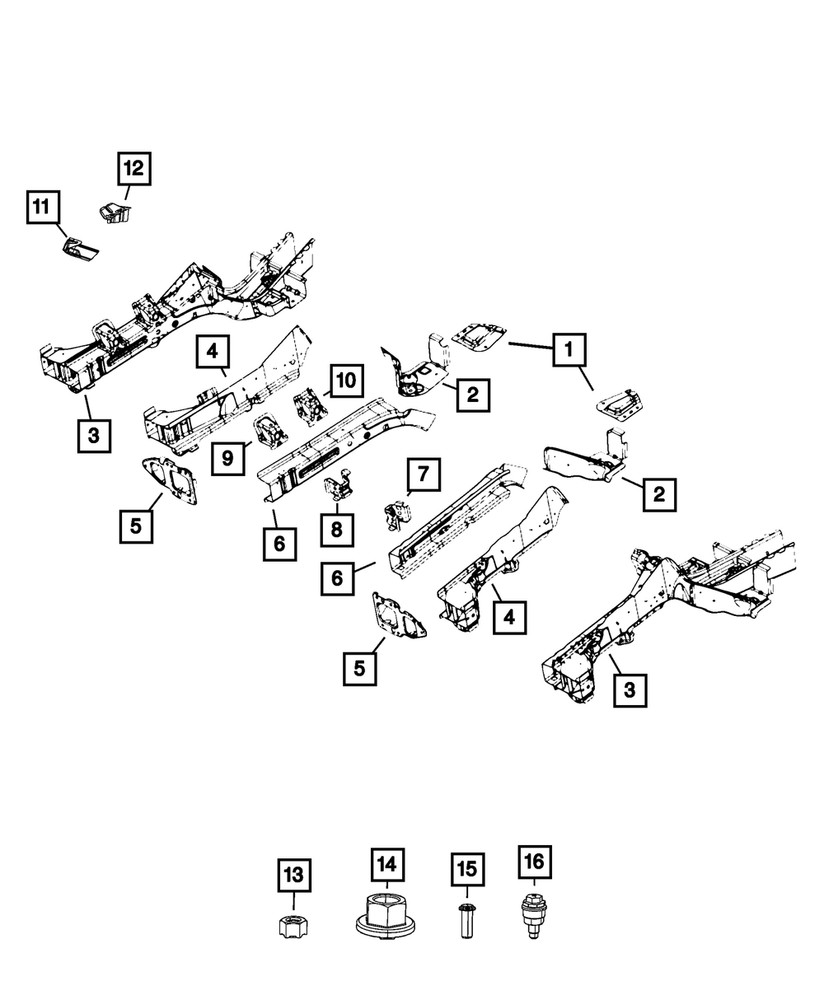 Genuine Mopar Front Side Rail Front Rail Left 68323889AB