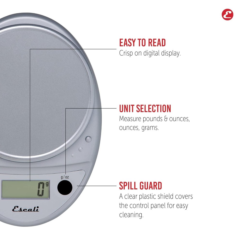 Escali Primo Digital Food Scale Multi-Functional Kitchen and Chrome