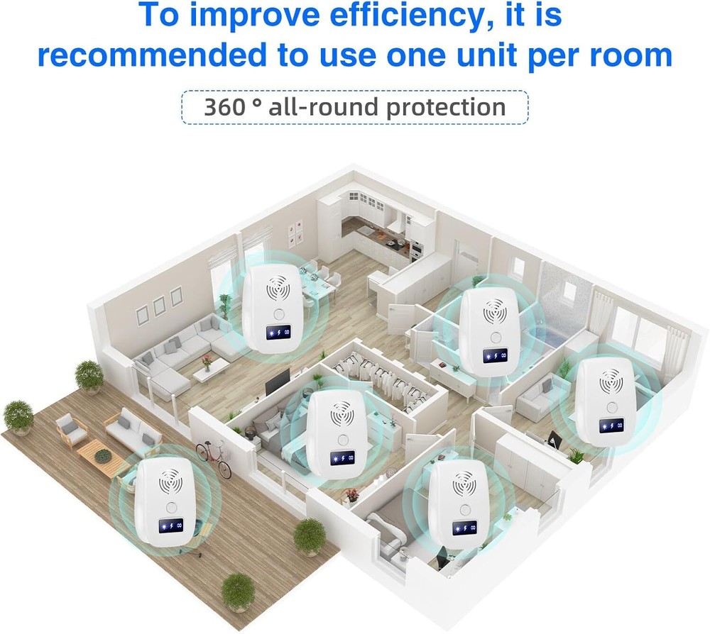 6 Pack Ultrasonic Pest & Rodent Repellers – Smart Chip, Safe Home Bug Control