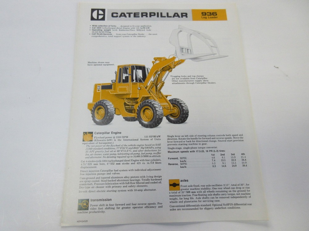 Caterpillar 936 Log Loader Brochure 6 Page
