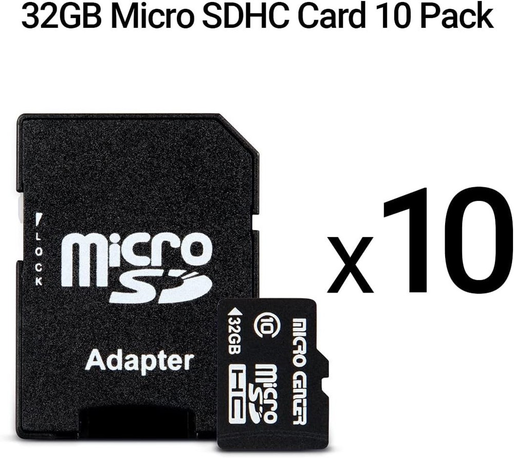 32GB Class 10 MicroSDHC Flash Memory Card 10 Pack with Adapter for Mobile Dev...