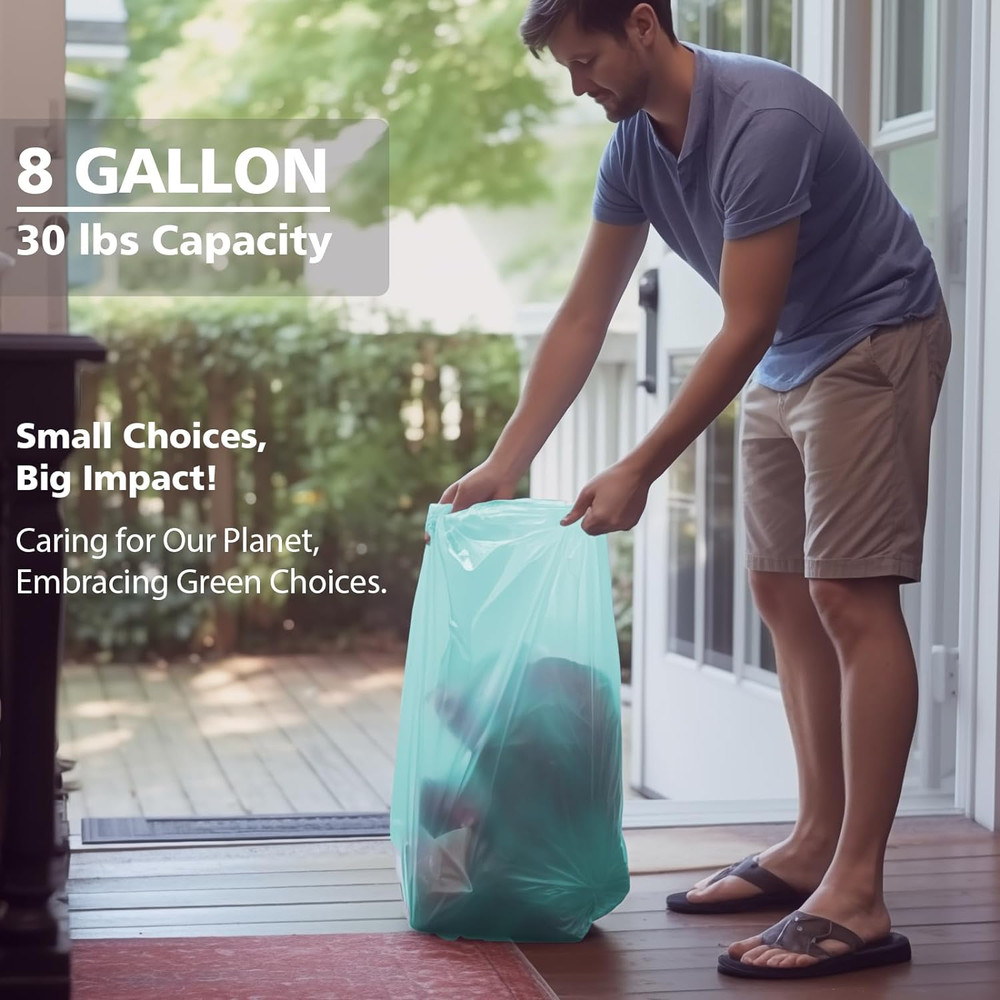 Biodegradable 8 Gallon Trash Bags, Garbage Bags 8 gallon, Compostable Medium Tr