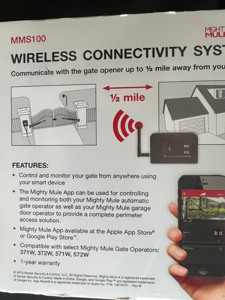 Mighty Mule MMS100 100 Wireless Connectivity System Black 4567