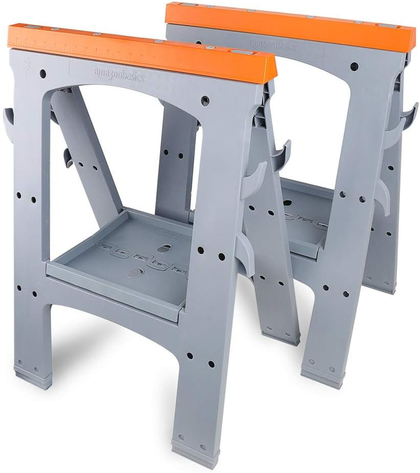 Rectangular Folding Sawhorse, Collapsible, Folds Flat, 900 Pound Capacity, Set o