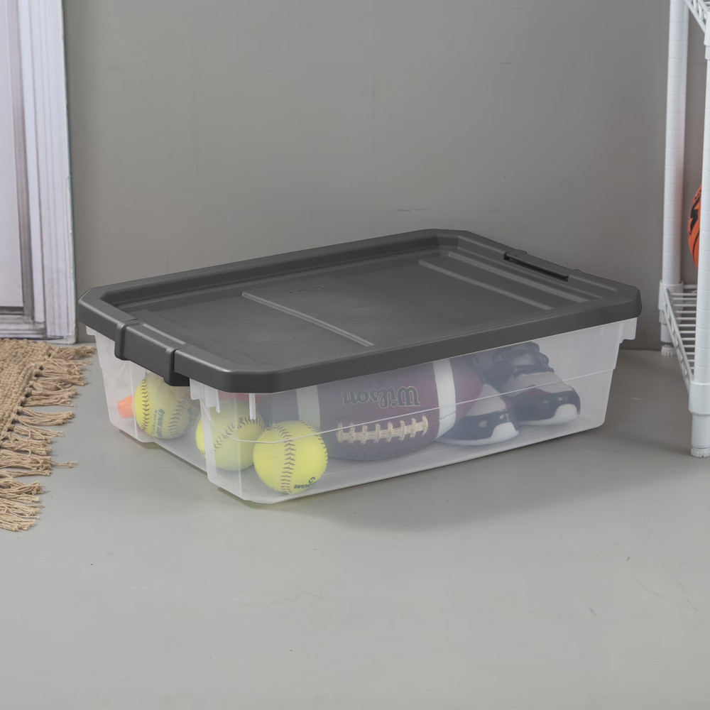 40 Quart Medium Stackable Storage Bin, Clear Plastic Underbed Storage Container