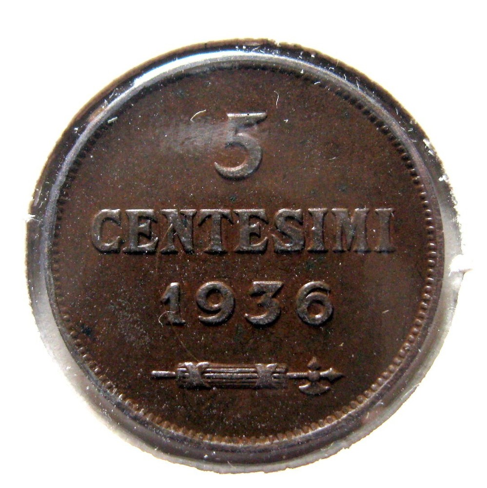 SAN MARINO - 5 CENTESIMI 1936 R UNC KM# 12