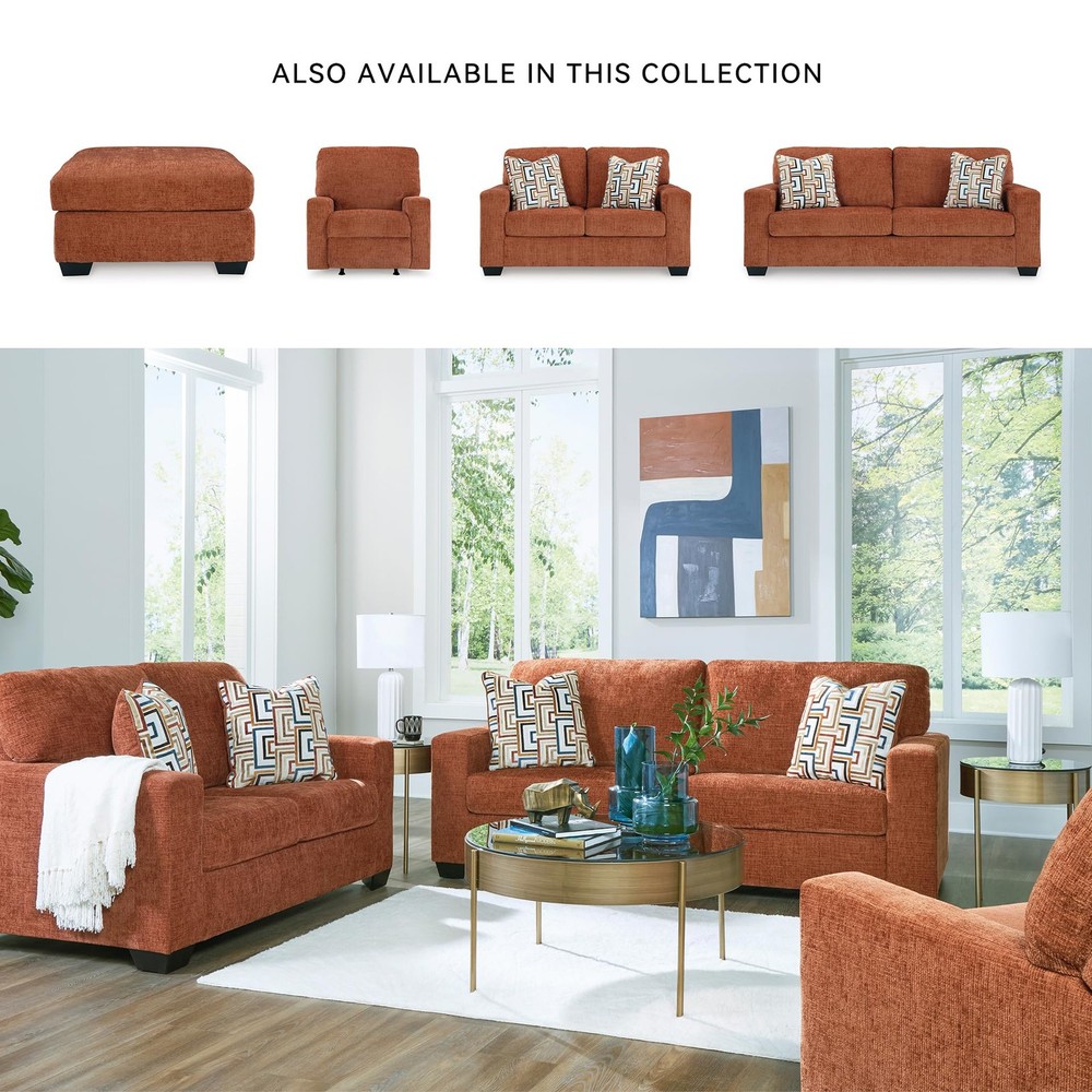 Aviemore Contemporary Oversized Accent Ottoman, Orange