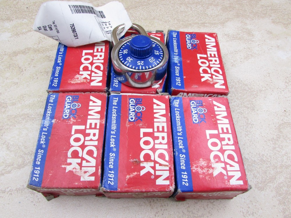 6 Pack American Lock Combination Padlock A400K Key Controlled, Blue