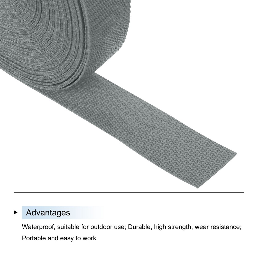 Lightweight Polypropylene Webbing Strap 3.8cm 25 Yard Grey