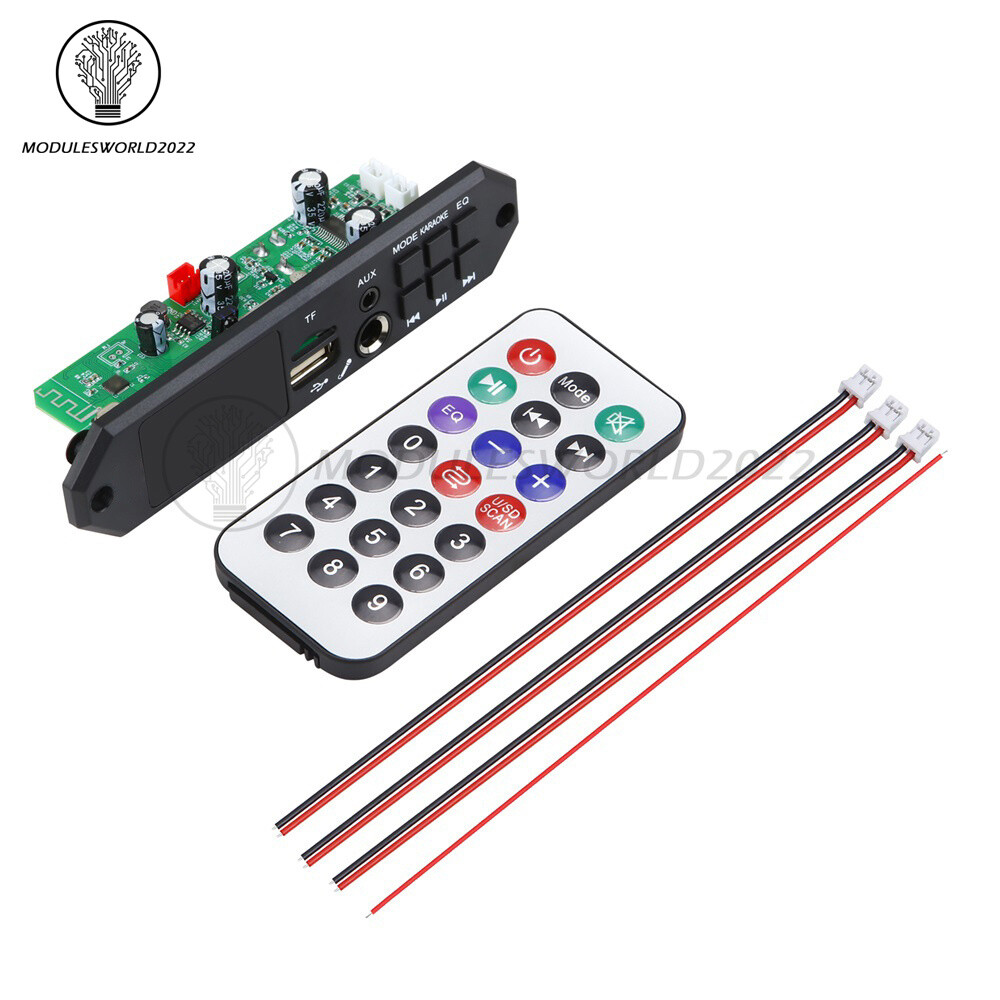 DIY MP3 Decoder Board 2*40W DC7-24V Car MP3 Player Microphone FM Radio Module