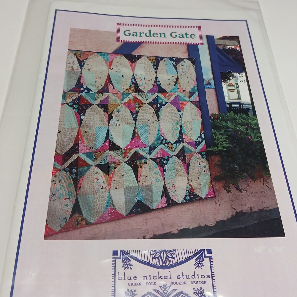 Garden Gate Quilt Pattern Blue Nickel Studios Finished Size 60" x 70" 2016