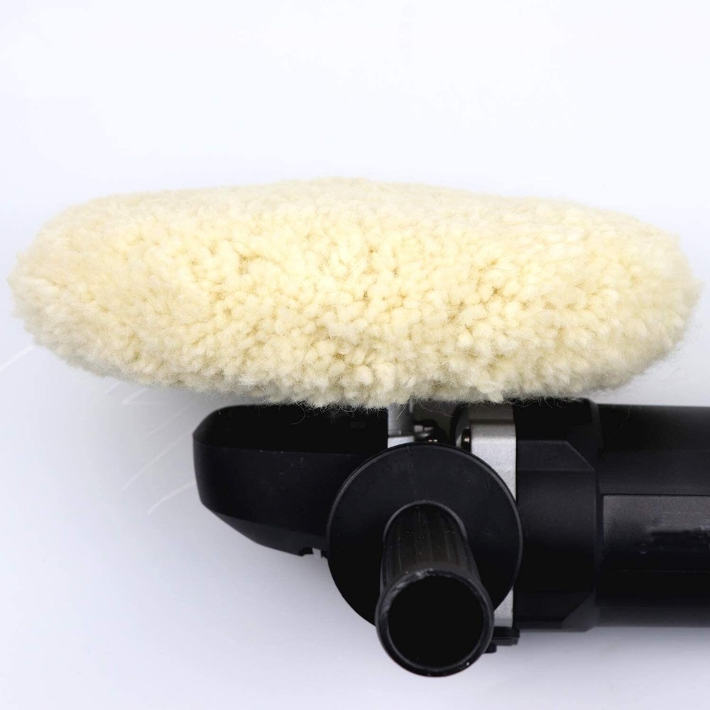Wool 7 Inch HEAVY CUT Buffing Pad 2-Sided Compound Cutting Hook and Loop Back