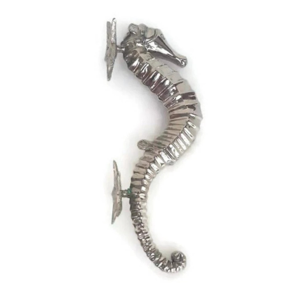 2 Brass Large 35cm Seahorse pulls Star backplates Door Handle Pull Antique Brass
