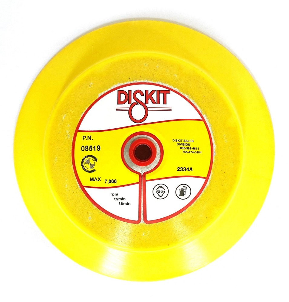 Diskit Sanding Pad 08519: Medium, 8", hook, 0 Hole, Flex Profile MADE IN USA
