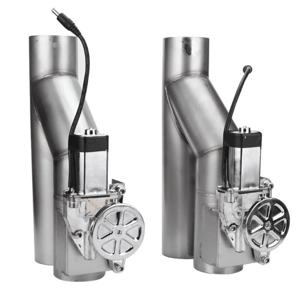 2pcs 3"Electric Exhaust Downpipe y-Pipe Valve + One Controller Remote Kit