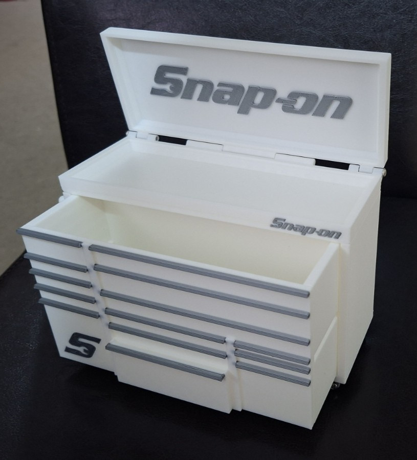 Snap On Mini High Quality 3D Printed Toolbox (White) (Silver)