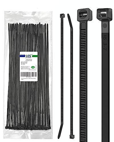 UV Protected Zip Ties 12 Inch (100 Pack) Self Locking Strong 100pcs 12“ Black