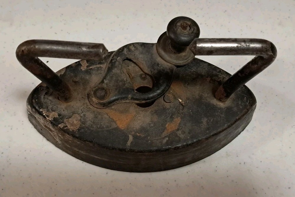 Two Sad Irons, Handle, Iron Rest, Four Piece Set