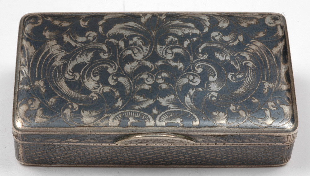 Russian silver with niello box, Tula, 1830/1840s