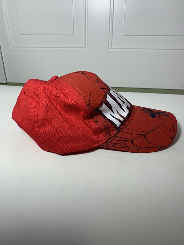 Marvel Spiderman Baseball Hat Youth Red One Size Webbed Adjustable Cap