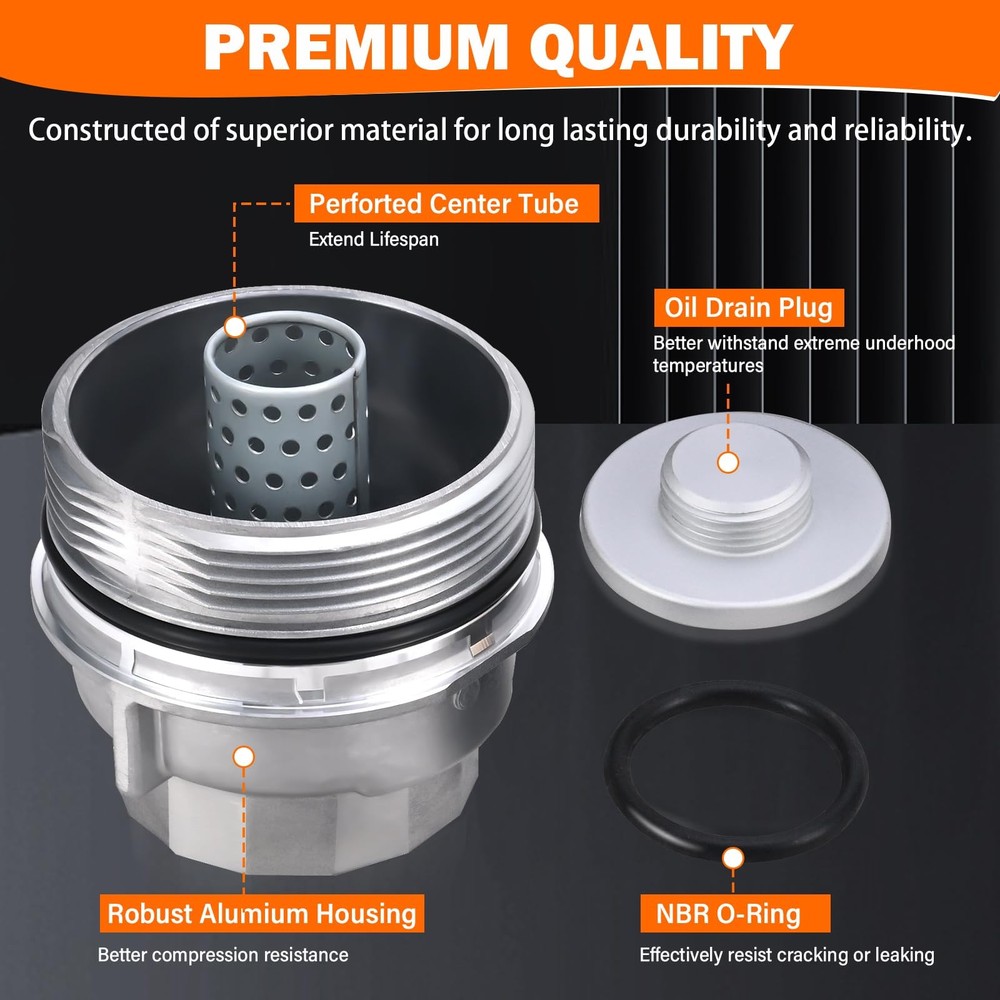 Oil Filter Housing Cap Assembly with Plug & Cap, silver