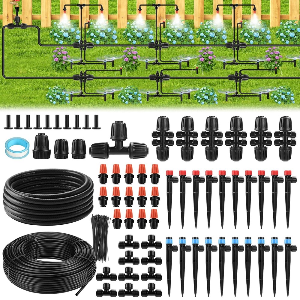 234FT Drip Irrigation System - Garden Watering System with Adjustable Three S...