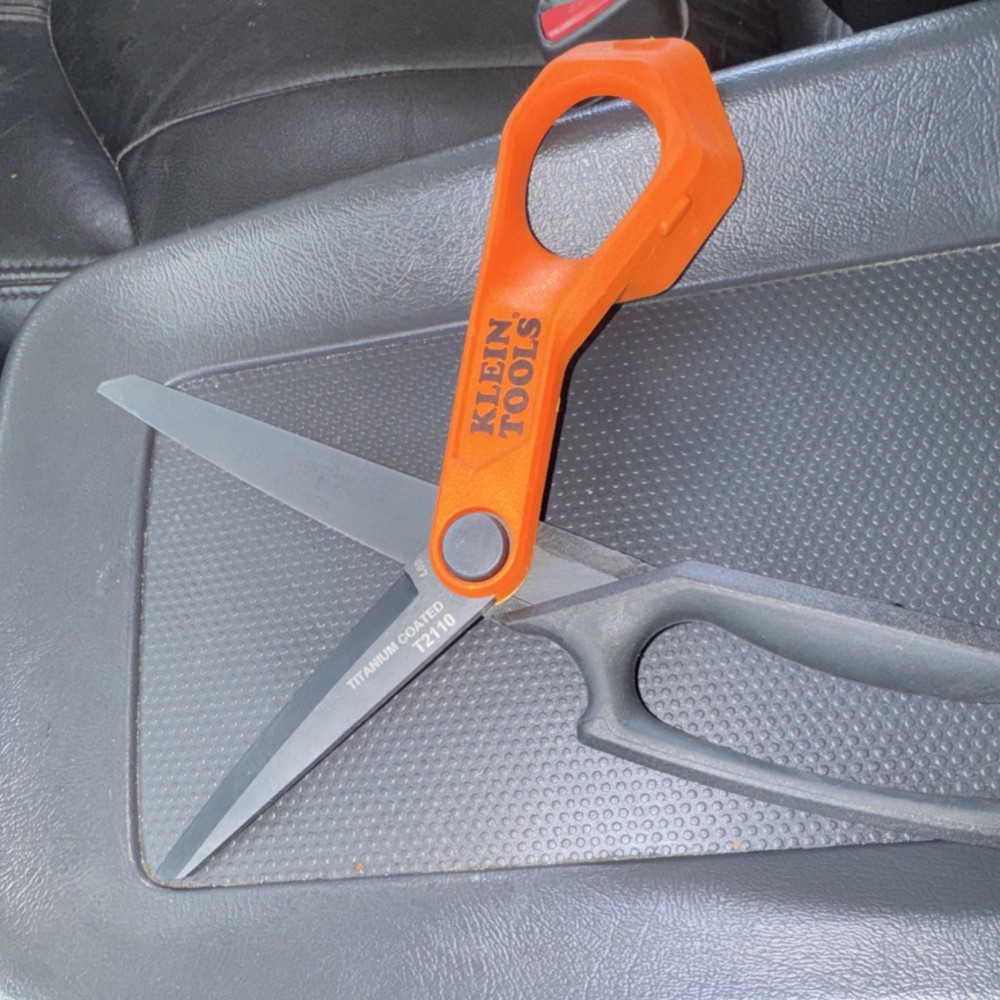 Klein Tools T2110 Titanium Coated Shears Orange Black Plastic Handle