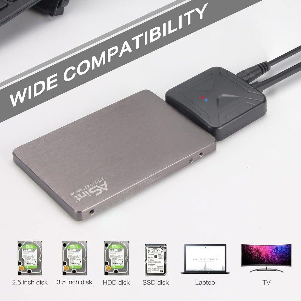 USB 3.0 to SATA External Hard Drive Reader 2.5" 3.5" HDD SSD Power adapter cable