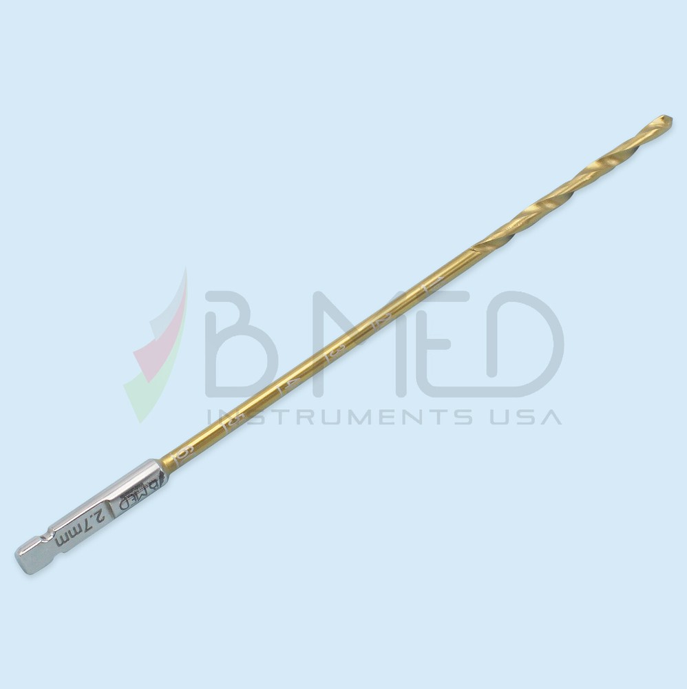 Orthopedic Bone Drill Bit 2.7 mm Titanium Coated Quick Connect Quick Coupling
