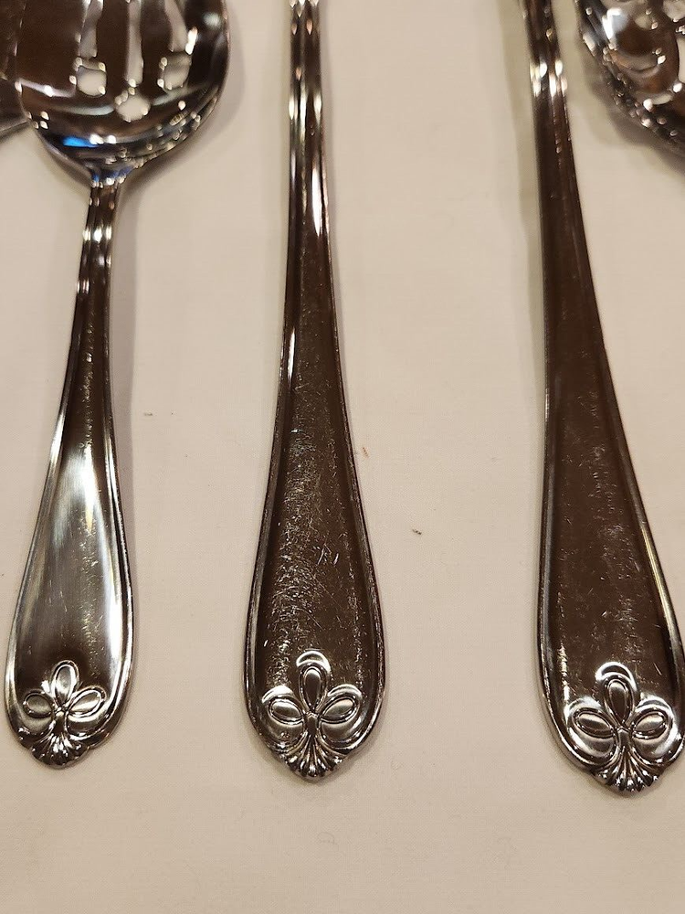 Reed and Barton RIBBON CREST Set of 7 Assorted Stainless Flatware Serving Pieces
