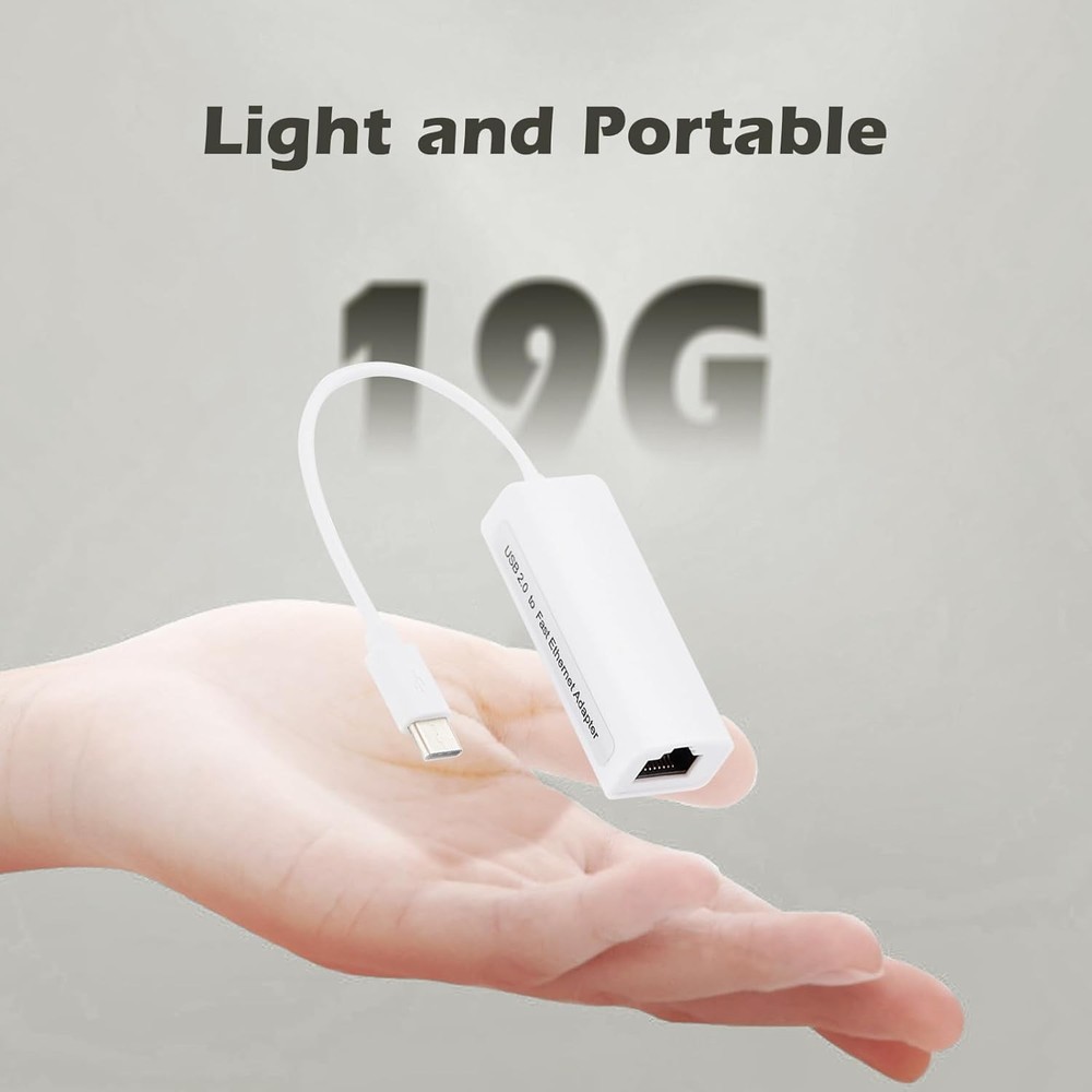 USB-C to Ethernet Adapter, High-Speed Network for Type-C Devices, White