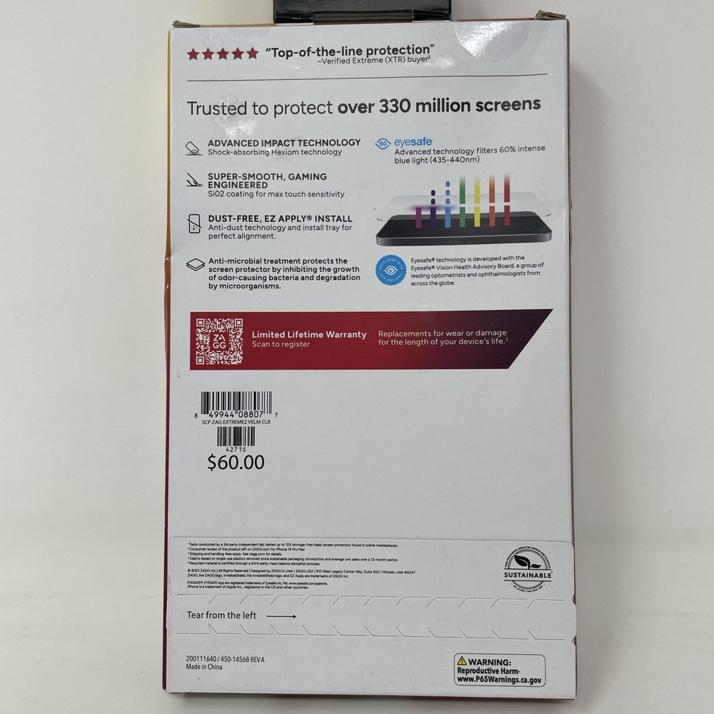 Zagg Invisible Shield Glass Extreme 2 Screen Protector for iPhone 15 Pro