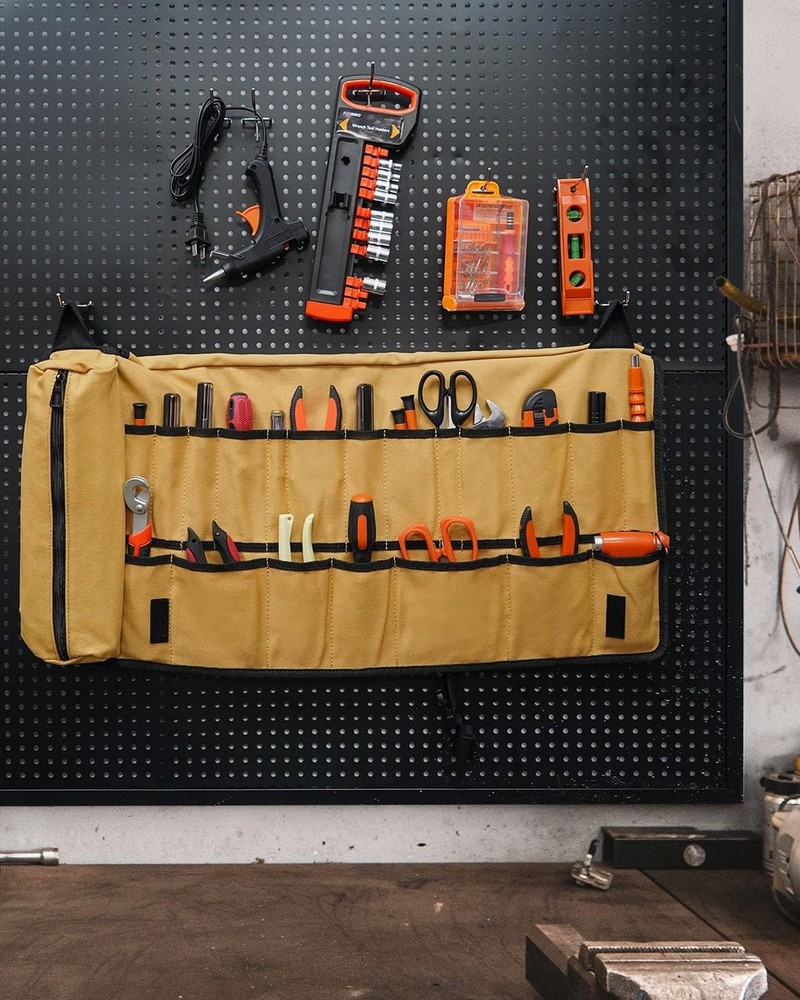Tool Roll, Heavy Duty Tool Roll Bag Organizer, Roll Up Tool Pouch with 20 + 1...