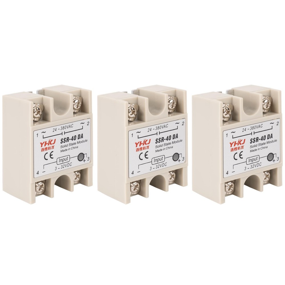 BlueStars 3PCS Solid State Relay SSR-40DA DC to AC Input 3-32VDC Output 24-38...